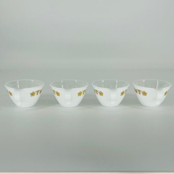Vintage Corelle by Corning Butterfly Gold Flat Coffee Tea Cups - Set of 4 - GUC - Picture 2 of 11